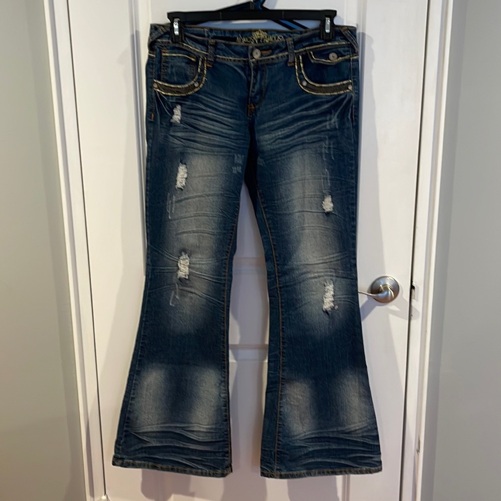 Almost famous distressed flare jeans